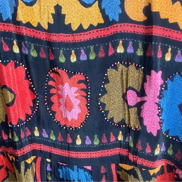 NWT Farm Rio Black Flowers Tapestry Maxi Dress Lined Size M - Picture 4 of 9